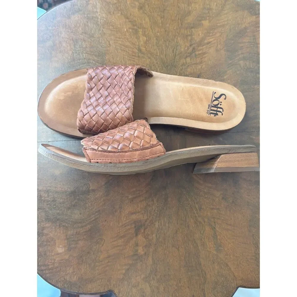 NIB Sofft Ardee Sandal - Woven Leather Slide - Brown 0593 US SZ 11